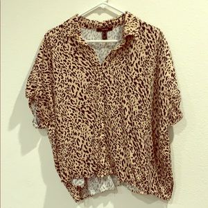 Forever 21 Leopard Dolman Top